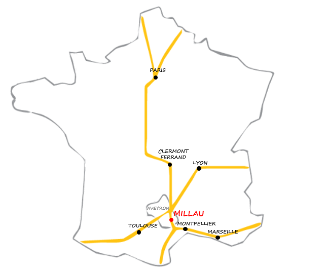 Carte de la France - Millau
