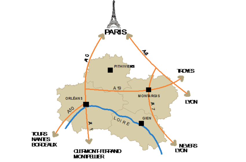 Carte: Localisation stratégique du Département du Loiret