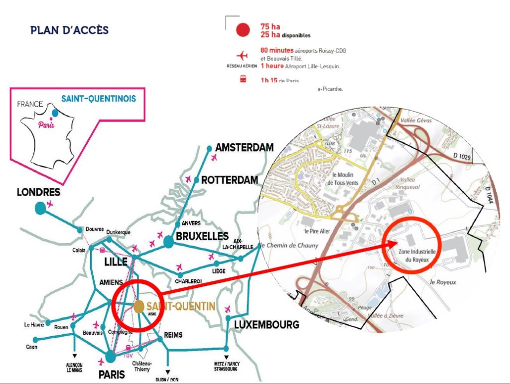 À louer – locaux industriels non divisibles de 5 000 m² à Gauchy à proximité de Saint-Quentin (02)