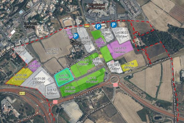 À vendre – Terrain industriel de 9 093 m² dans le Parc d’activités économiques de Mazeran à Béziers – Hérault (34)