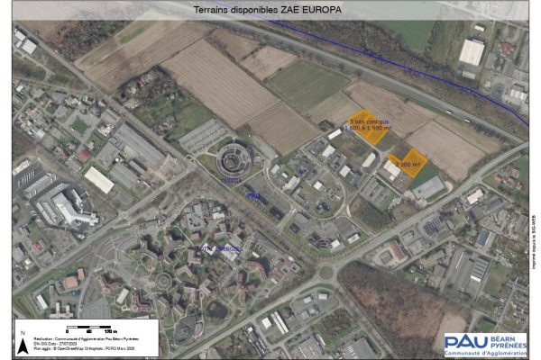 À vendre – Terrains industriels de 1 609 à 5 200 m² dans la ZAE Europa de Pau – Pyrénées-Atlantiques (64)