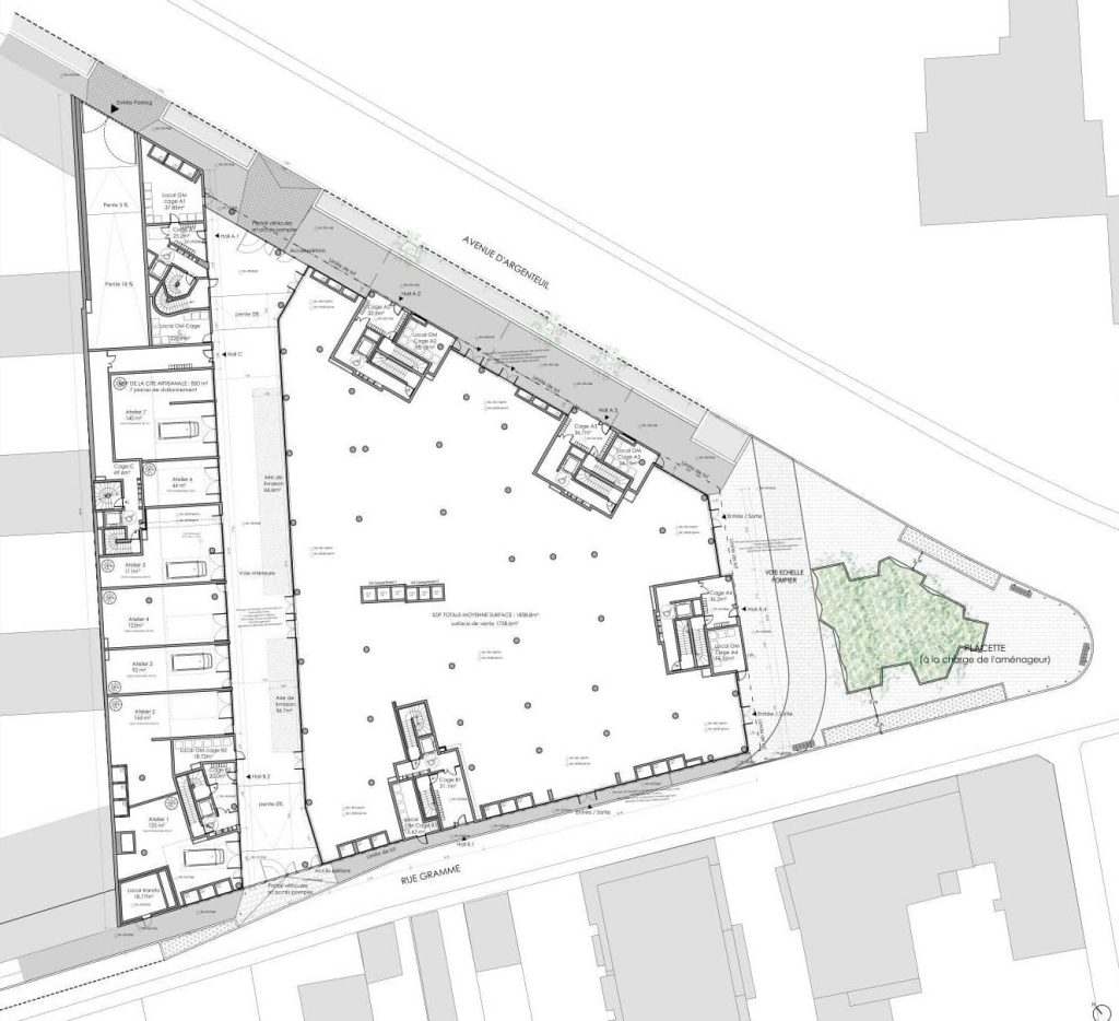 Locaux d’activités de 44 m² m² à 165 m² disponible à la location à Bois-Colombes
