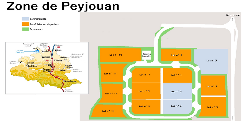 Parcelles de terrains industriels à vendre – Lézat / Ariège / Pyrénées