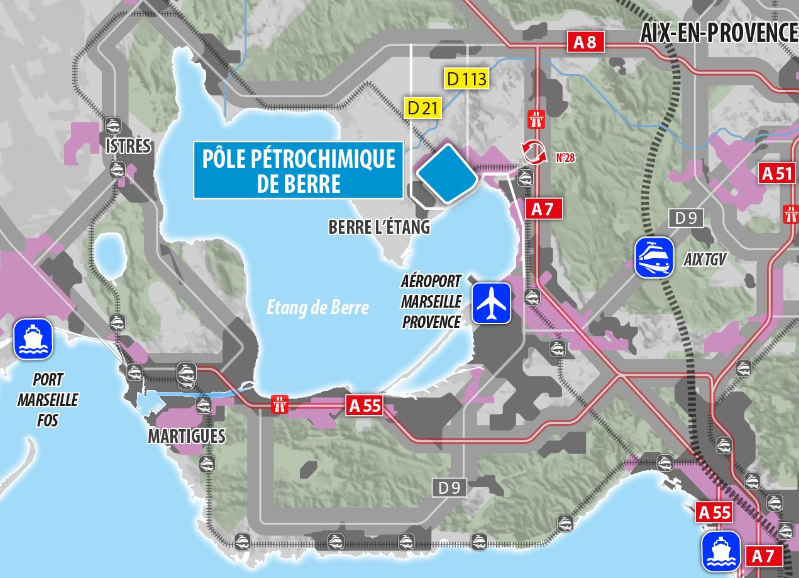 Pôle pétrochimique de Berre proche de Marignane